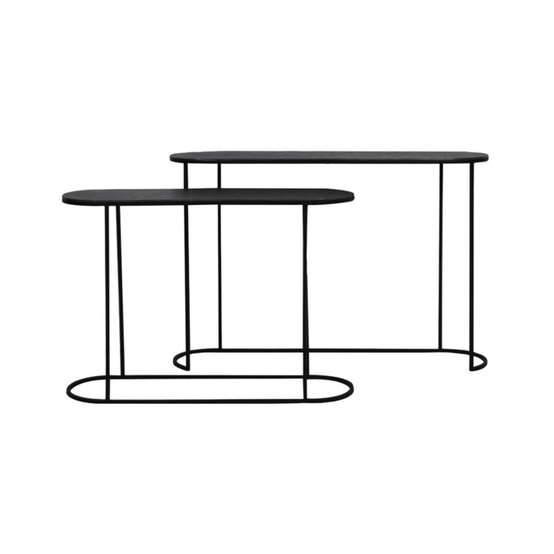 CONSOLE OVAL MTL METAL ANTIQUE BLACK SET OF 2 - CONSOLES, DESKS